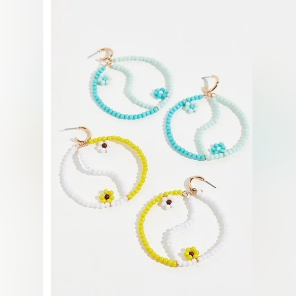 FREE PEOPLE, Among The Wildflowers Hoop By - Turquoise  - NWT!! - Picture 2 of 4